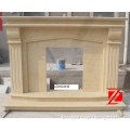home decoration beige marble fireplace